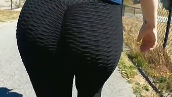 Mature Woman With Big Ass Shows Off Her Wedgie In Public